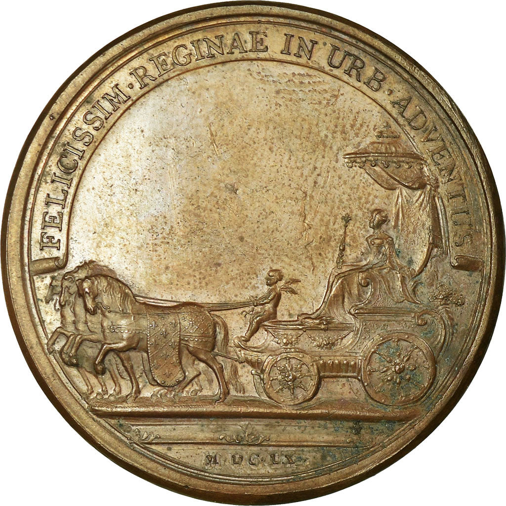 France, Médaille, Louis XIV, Entrée de la Reine à Paris, 1660, Cuivre, TTB+