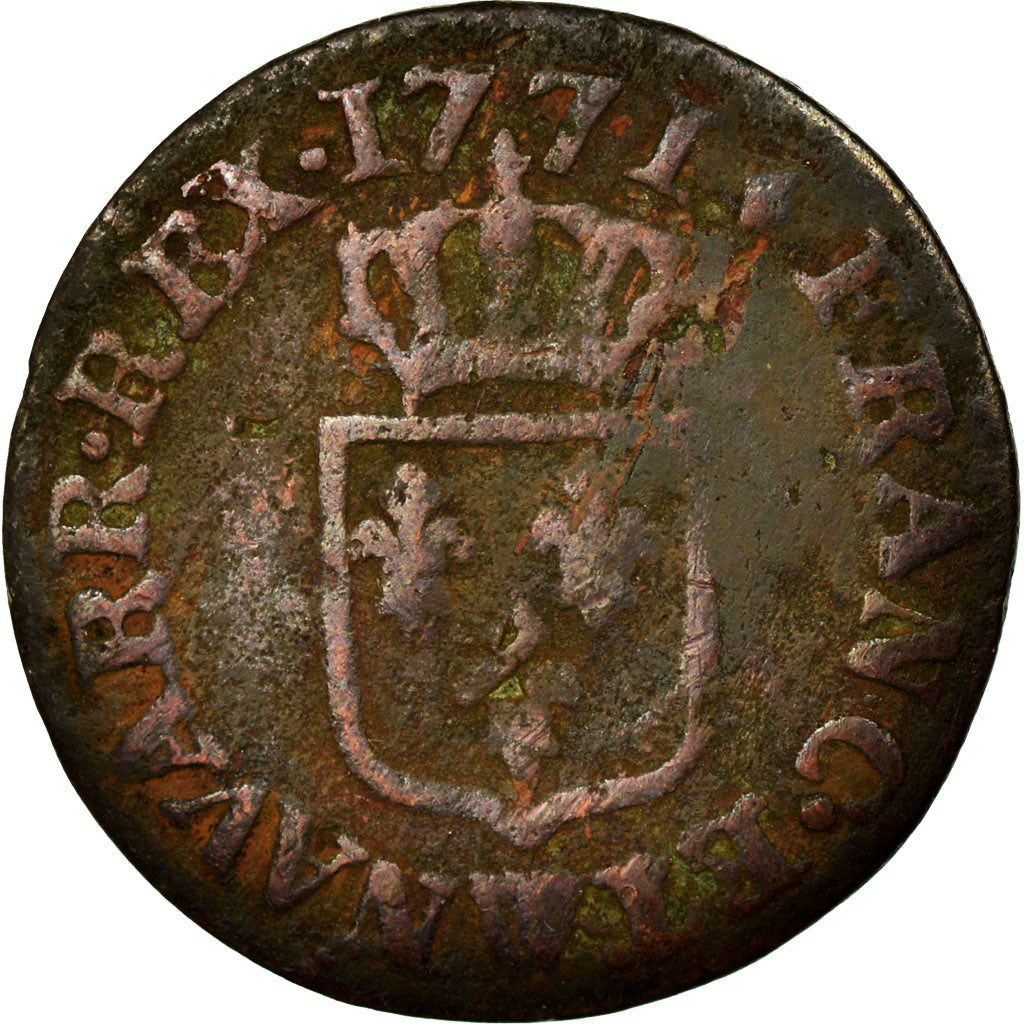 Coin, France, Louis XV, Liard à la vieille tête, Liard, 1771, Lille