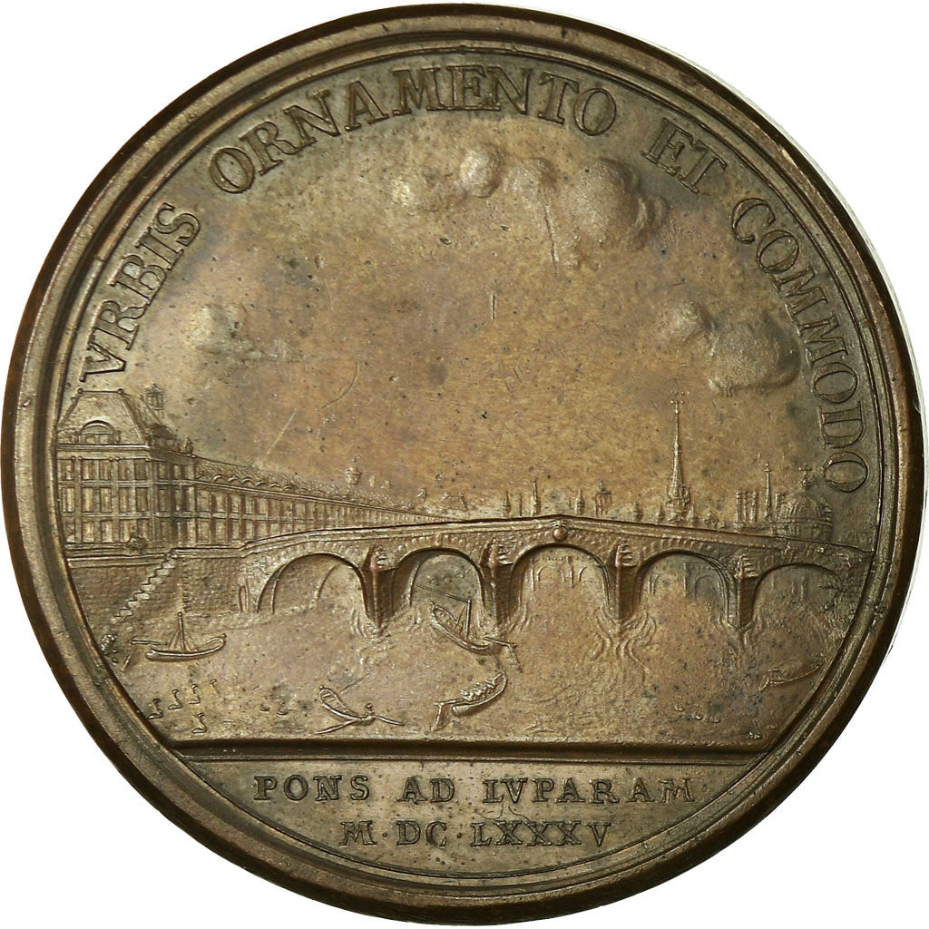 Francia, medaglia, Le Pont Royal à Paris, 1685, Bronzo, Mauger, Louis XIV