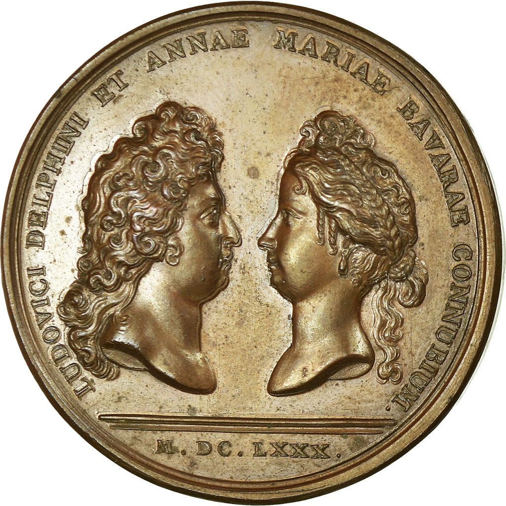 France, Médaille, Louis XIV, Louis Dauphin et Anne-Marie de Bavière, 1680