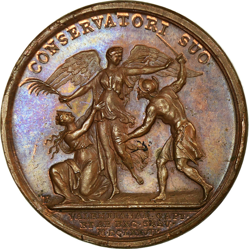 Frankreich, Medaille, Louis XIV, Prise de Valenciennes, 1677, Bronze, Mauger