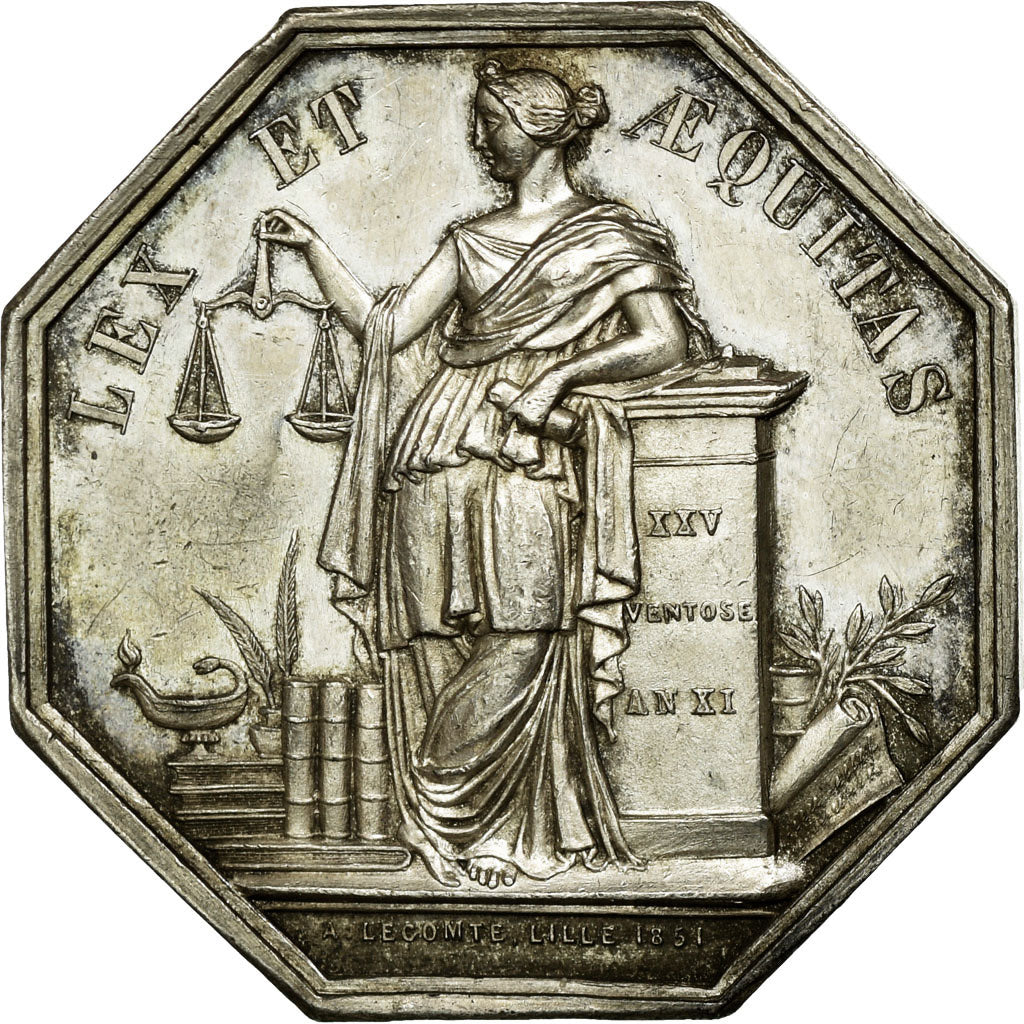 France, Token, Notary, 1851, AU(55-58), Silver, Lerouge:120