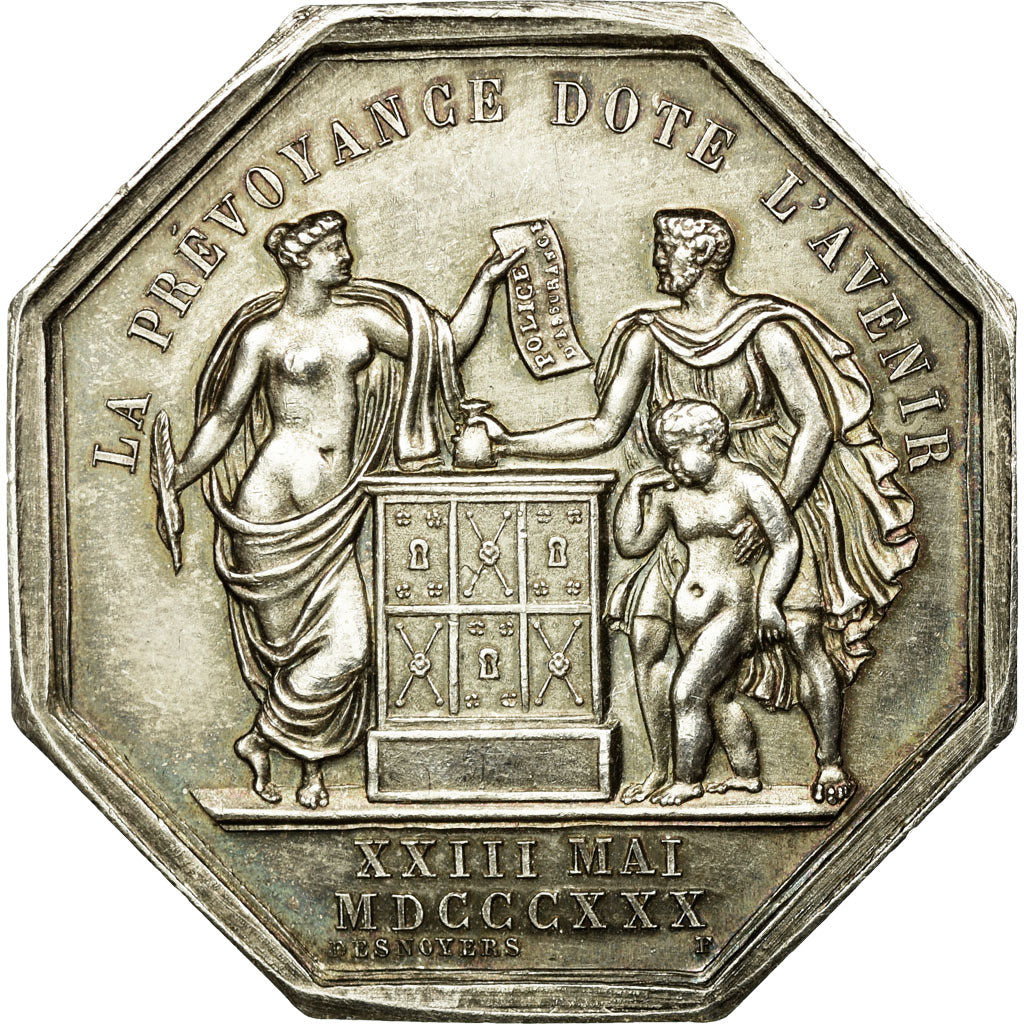 France, Token, Insurance, 1830, AU(55-58), Silver, Gailhouste:543