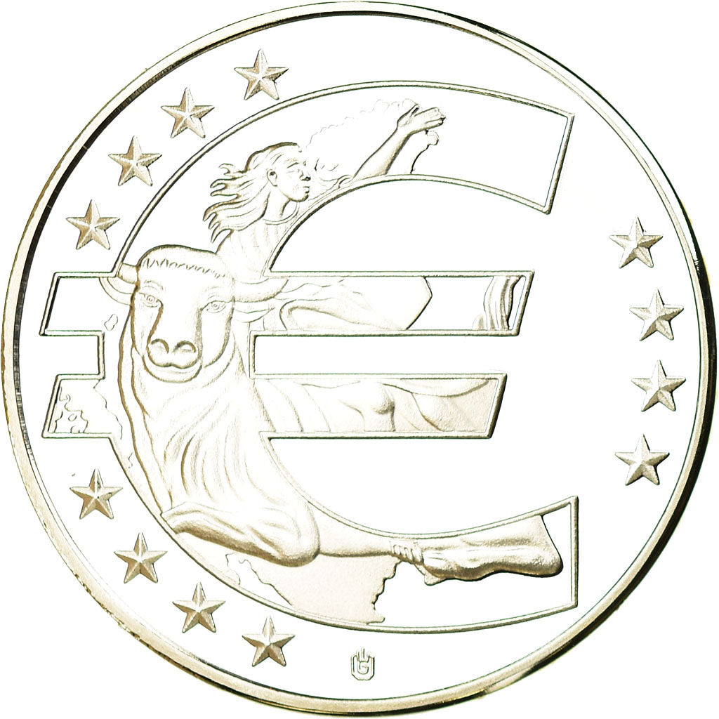 França, Medal, 10 ans de l'Euro, MS(65-70), Cobre-Níquel Dourado