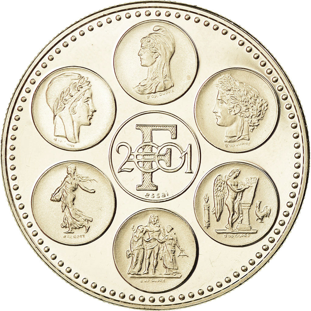 France, Medal, Fin du cours légal du Franc, 2001, MS(65-70), Copper-nickel