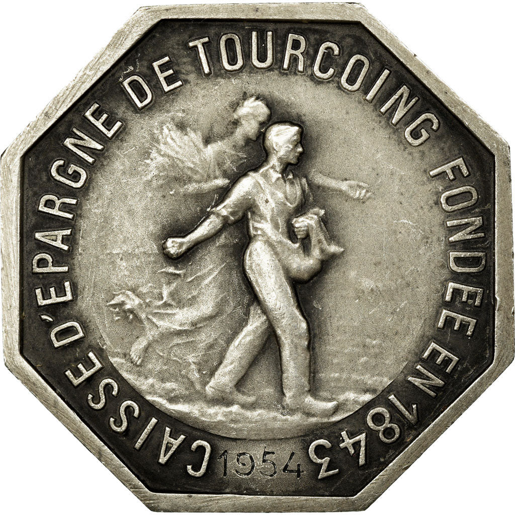 France, Token, Savings Bank, 1843, AU(55-58), Silver