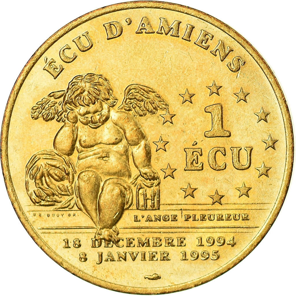 France, Medal, 1 Ecu d'Amiens, Cathédrale, 1994-1995, MS(65-70), Bronze