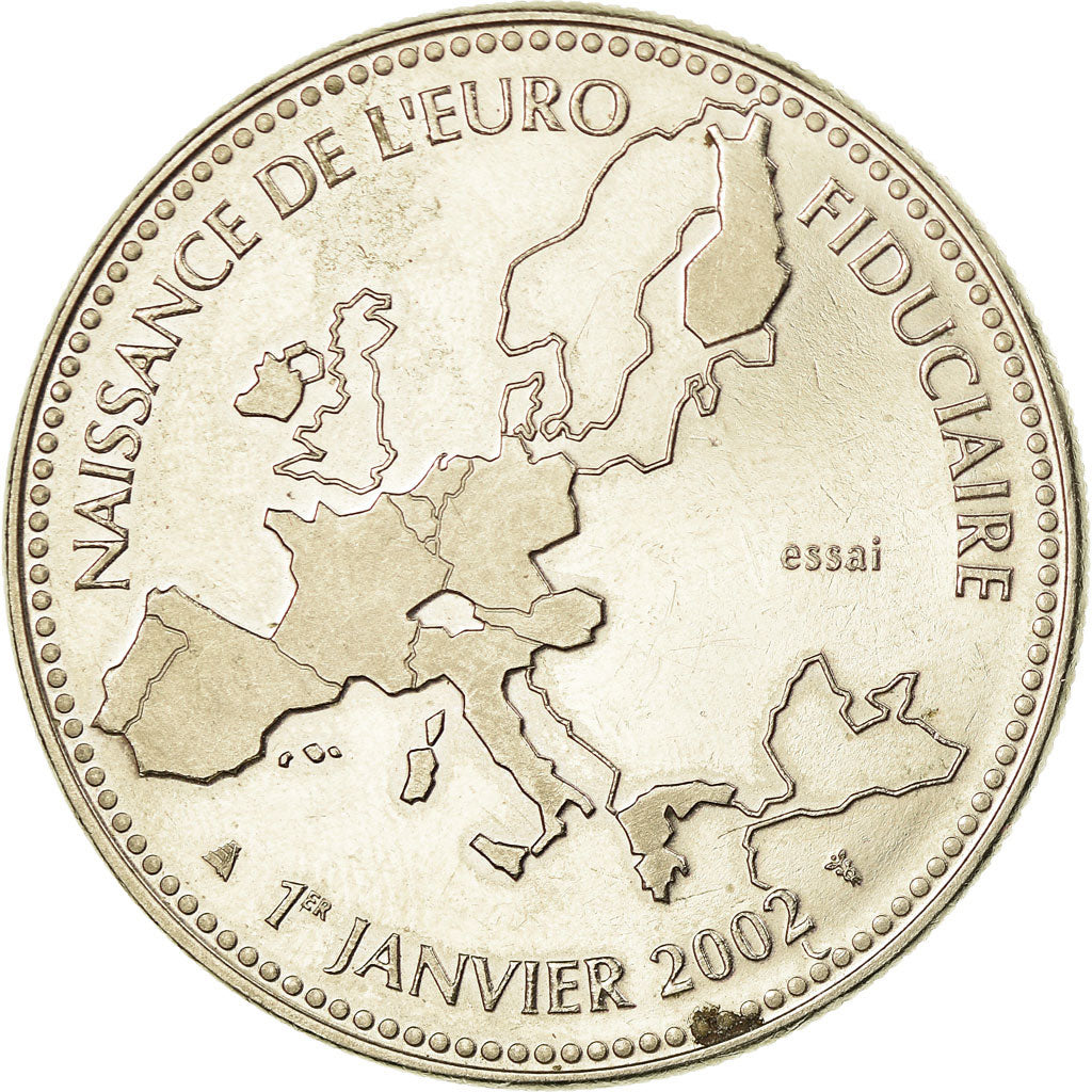 France, Medal, Naissance de l'Euro Fiduciaire, 2002, MS(64), Copper-nickel
