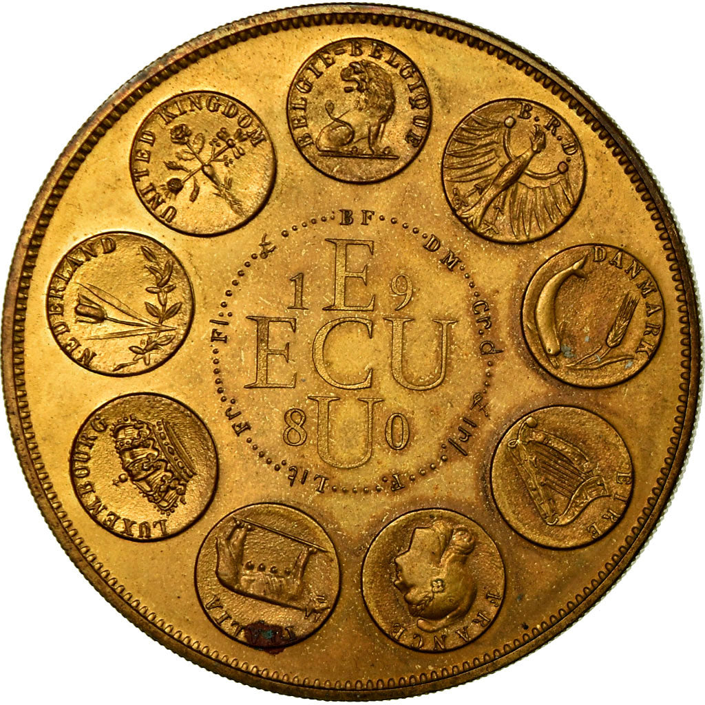 France, Medal, Ecu Europa, Europe Assise, 1980, Rodier, MS(60-62), Gilt Bronze