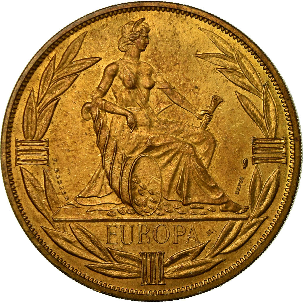 France, Medal, Ecu Europa, Europe Assise, 1980, Rodier, MS(60-62), Gilt Bronze