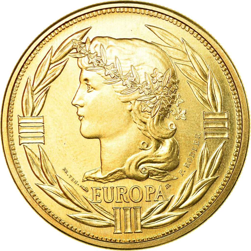 France, Medal, Ecu Europa, Marianne, 1990, Rodier, MS(65-70), Gilt Bronze