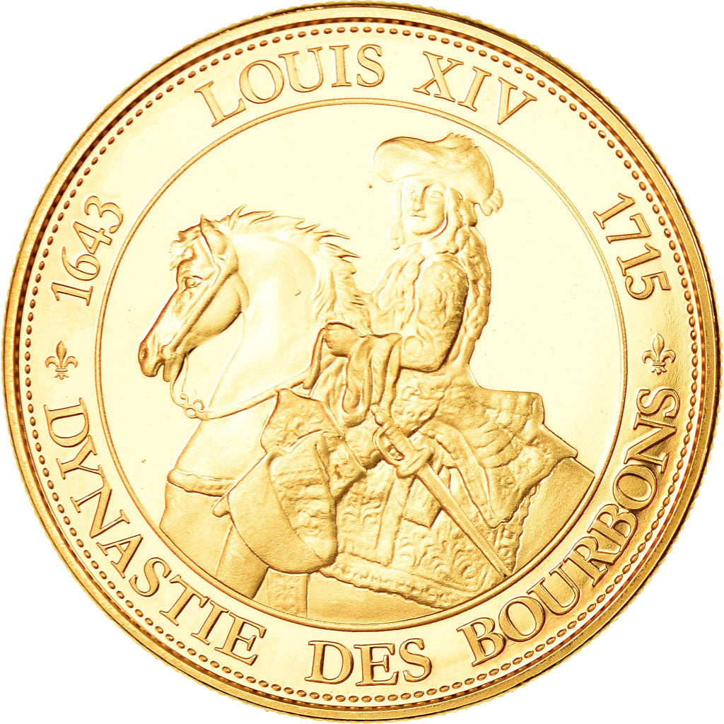 France, Medal, Les rois de France, Louis XIV, MS(65-70), Copper-Nickel Gilt