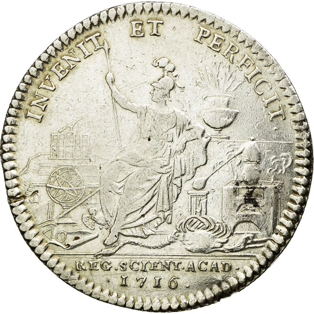 France, Token, Royal, 1716, AU(50-53), Silver, Feuardent:4403
