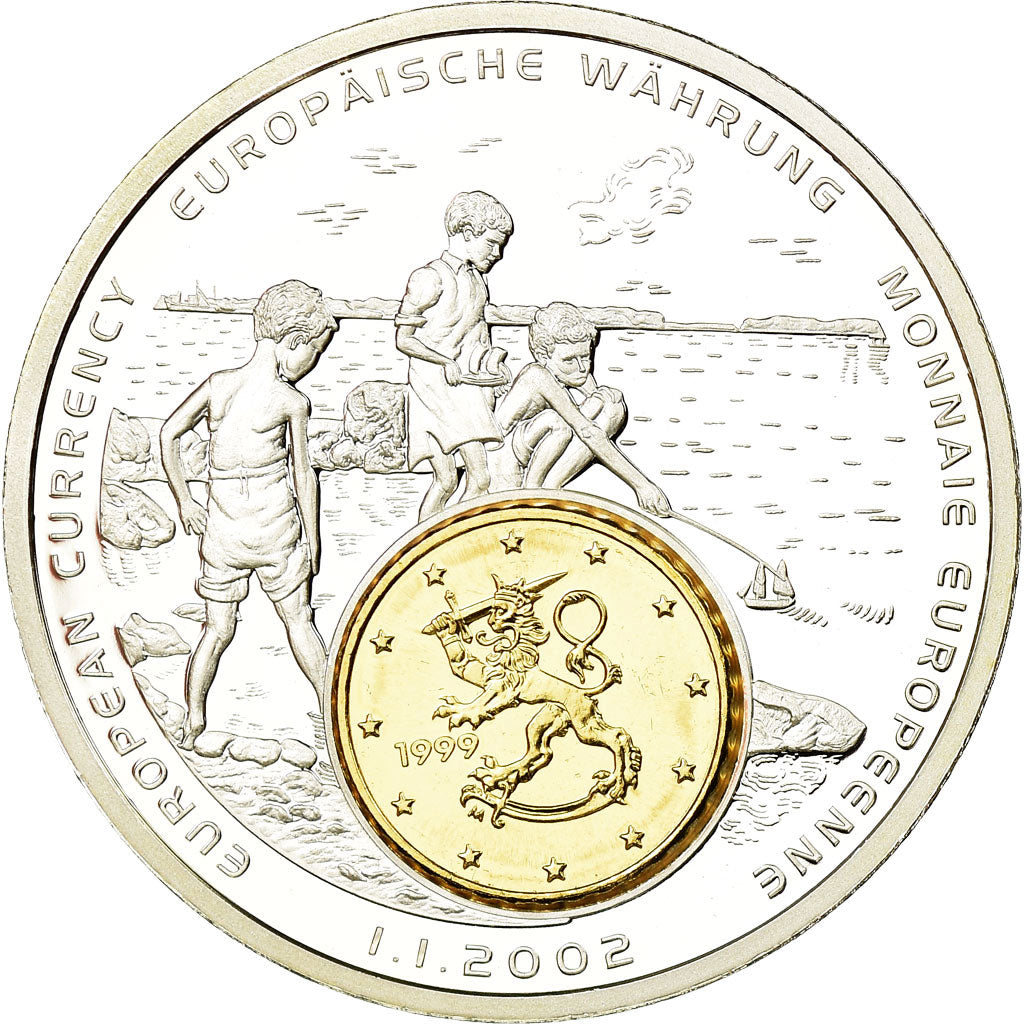 Finlande, Médaille, Monnaies européennes, 2002, FDC, Cuivre plaqué Argent