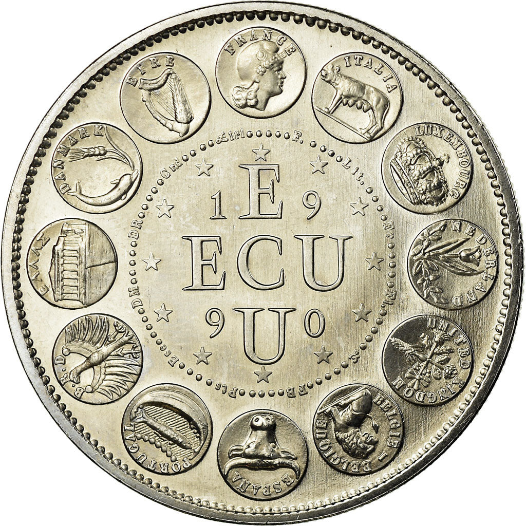 Francia, medaglia, Ecu Europa, Marianne, 1990, Rodier, FDC, Rame-nichel