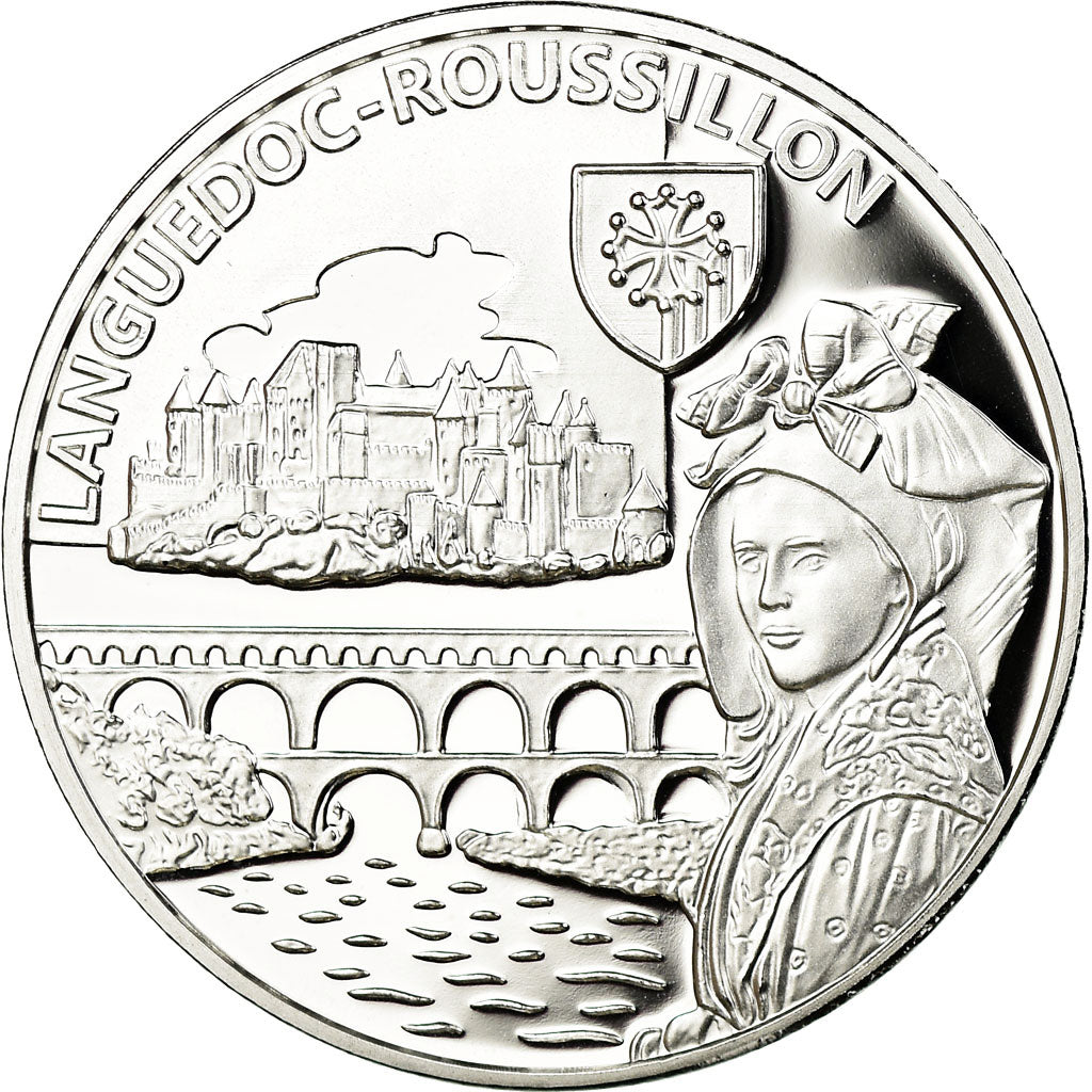 France, Médaille, Régions de France, Languedoc-Roussillon, FDC, Argent