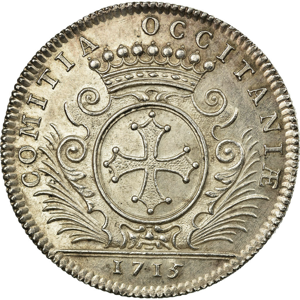 France, Token, Louis XIV, Etats du Langudoc, 1715, MS(60-62), Silver