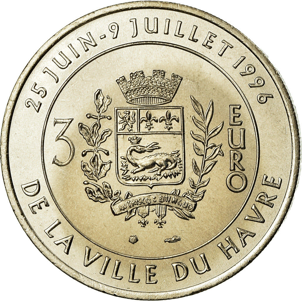 France, Médaille, 3 Euro Ville du Havre, Pont de Normandie, 1996, FDC