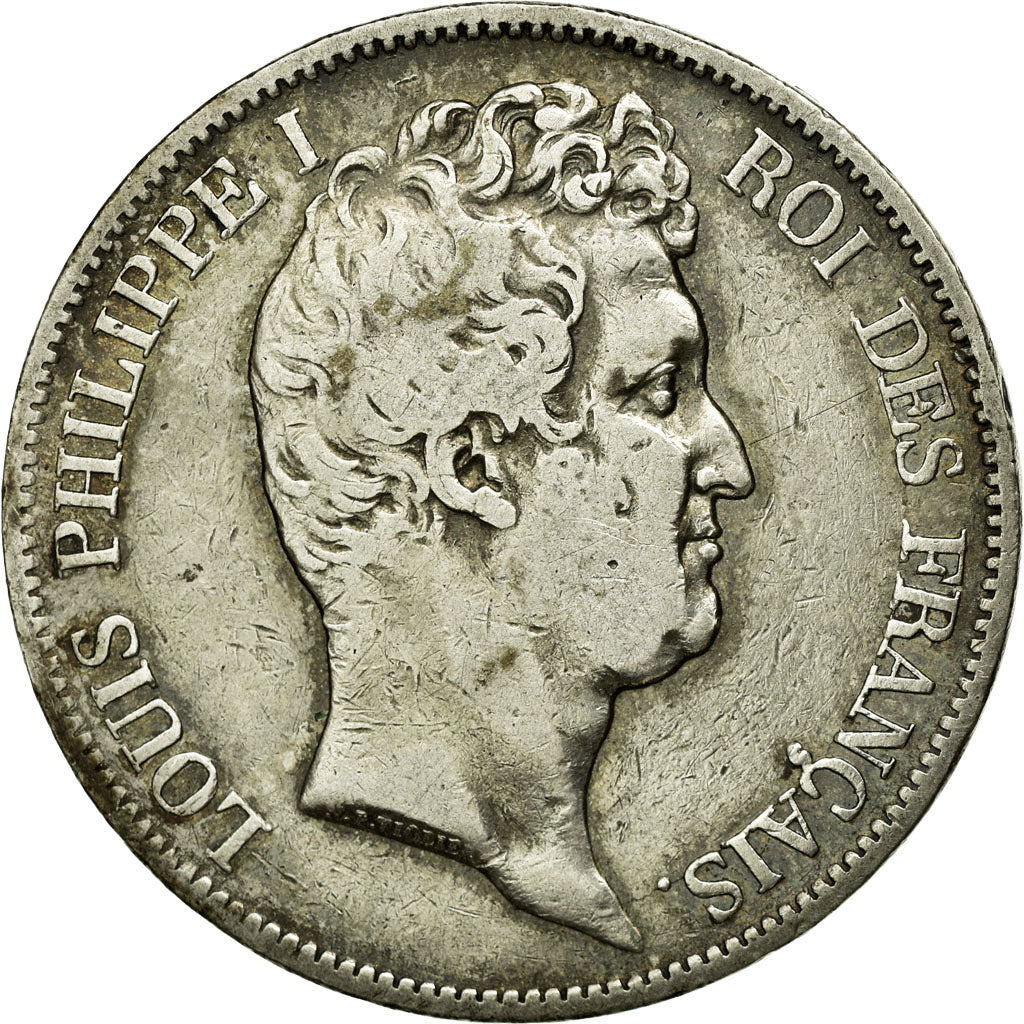 Moneta, Francia, Louis-Philippe, 5 Francs, 1831, Rouen, MB+, Argento, KM:735.2
