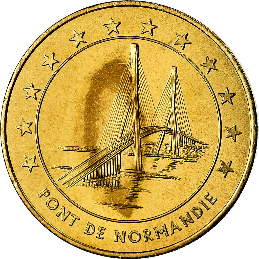 Francia, medalla, 1 Euro de la Ville du Havre, Pont de Normandie, 1996, FDC