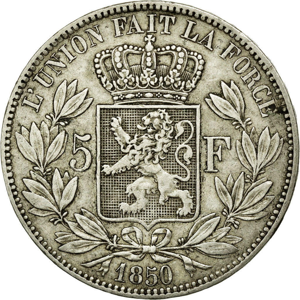 Coin, Belgium, Leopold I, 5 Francs, 5 Frank, 1850, EF(40-45), Silver, KM:17