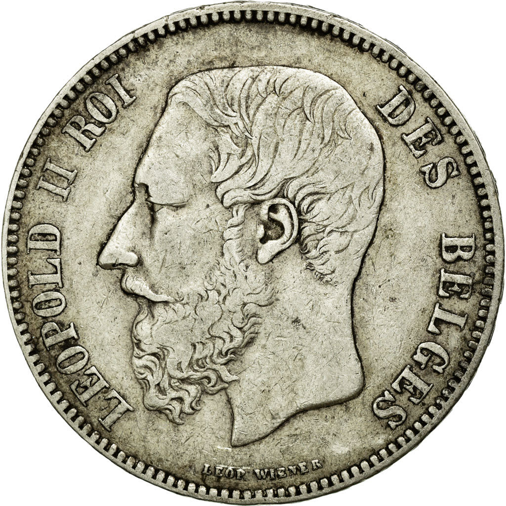 Coin, Belgium, Leopold II, 5 Francs, 5 Frank, 1867, EF(40-45), Silver