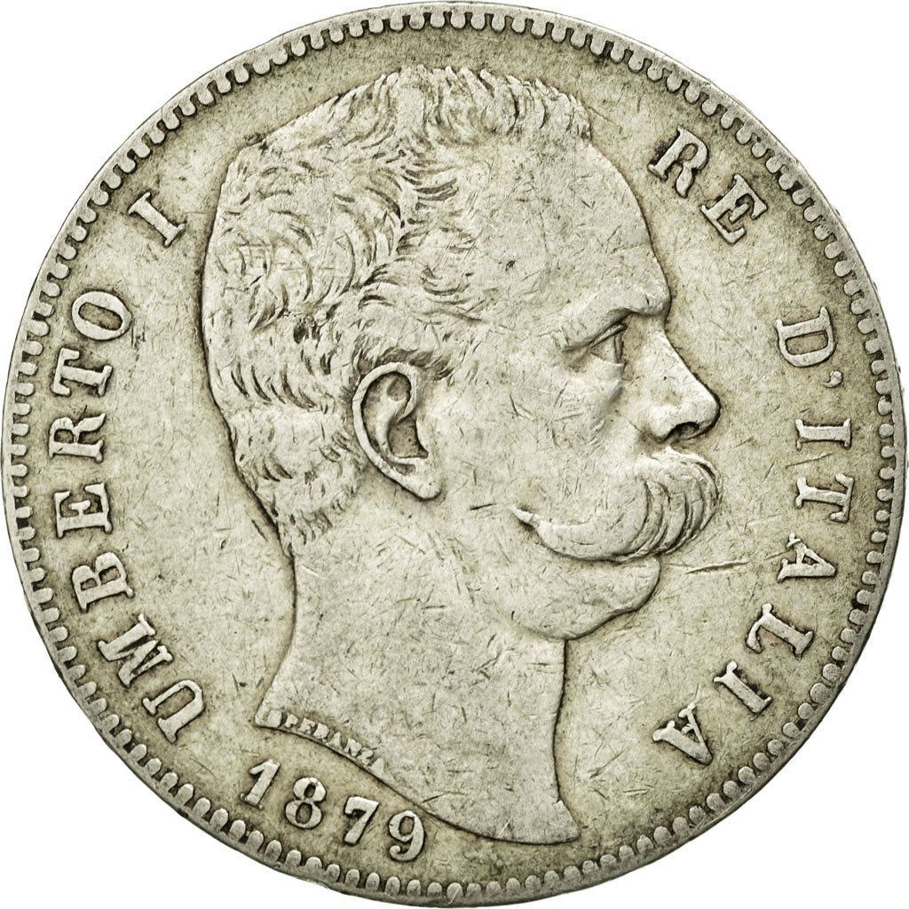 Coin, Italy, Umberto I, 5 Lire, 1879, Rome, EF(40-45), Silver