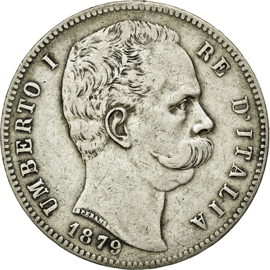 Coin, Italy, Umberto I, 5 Lire, 1879, Rome, AU(50-53), Silver, KM:20