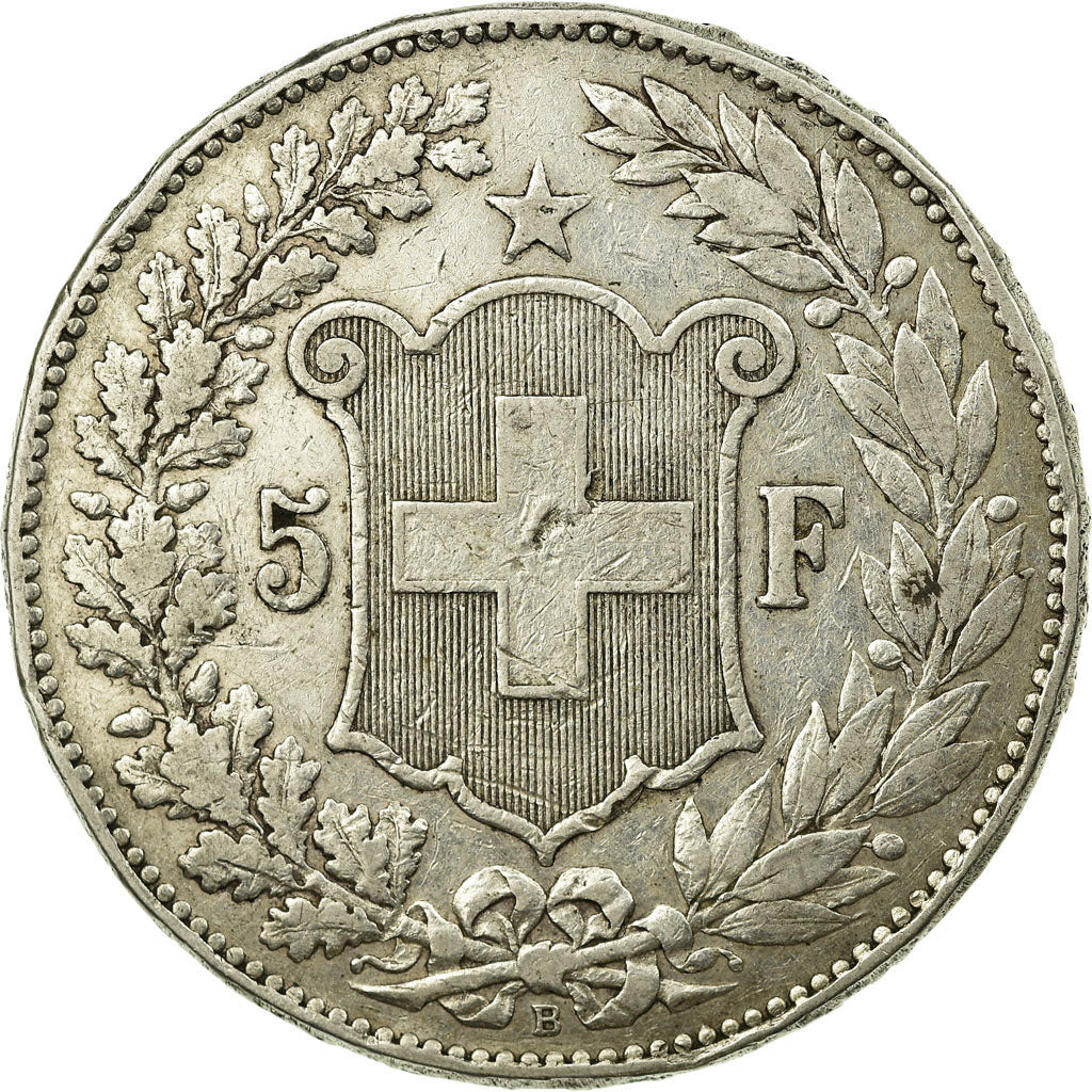 Coin, Switzerland, 5 Francs, 1889, Bern, EF(40-45), Silver