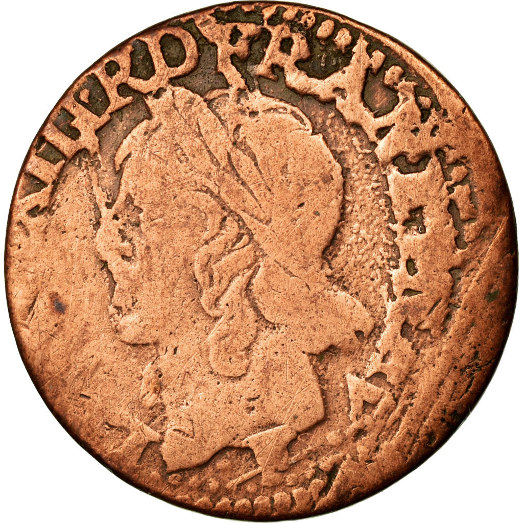 Monnaie, France, Louis XIII, Double tournois de Warin, tête à gauche, Double