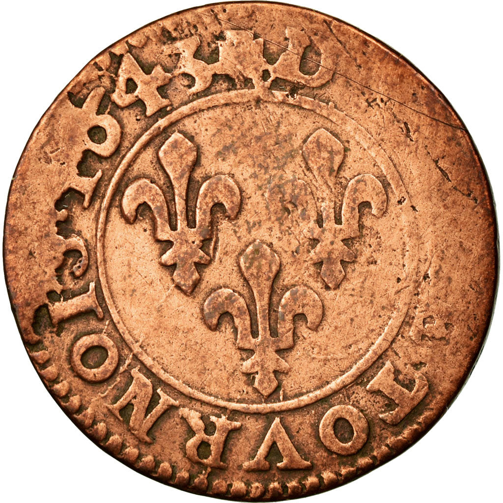 Monnaie, France, Louis XIII, Double tournois de Warin, tête à gauche, Double