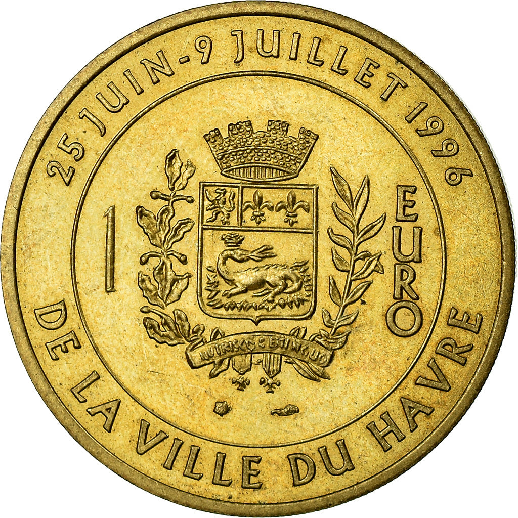 Frankrijk, Medaille, 1 Euro de la Ville du Havre, Pont de Normandie, 1996, FDC