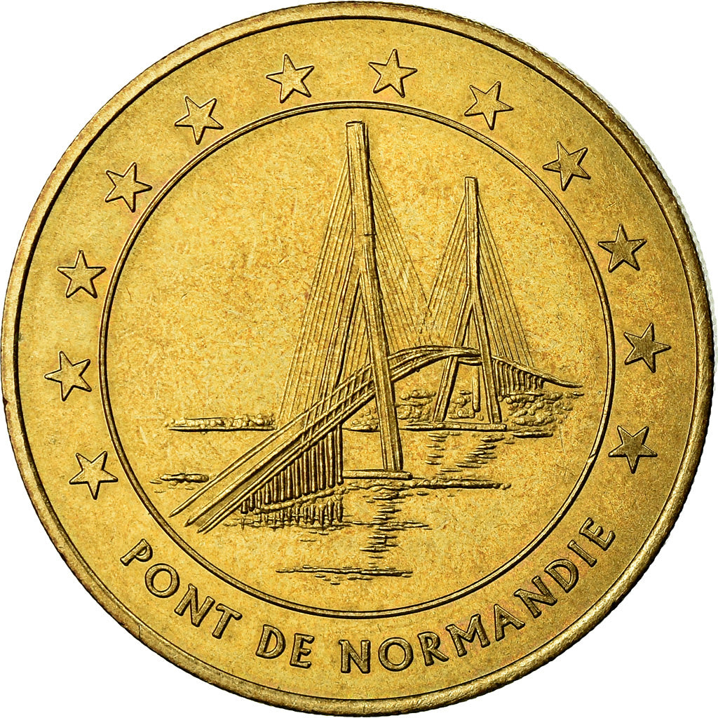 France, Medal, 1 Euro de la Ville du Havre, Pont de Normandie, 1996, MS(65-70)