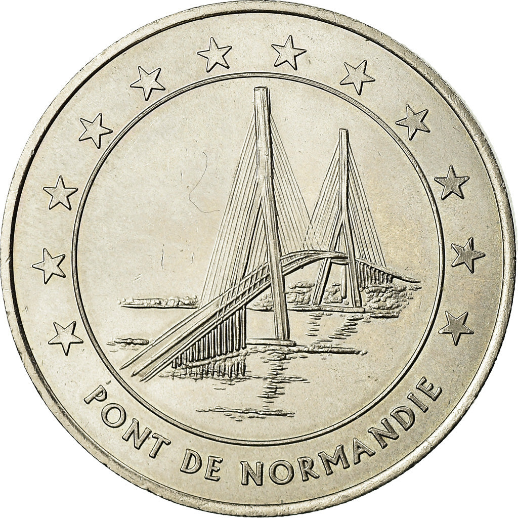 França, Medal, 3 Euro Ville du Havre, Pont de Normandie, 1996, MS(64)