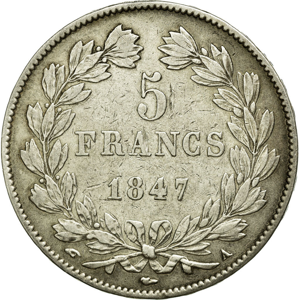 Coin, France, Louis-Philippe, 5 Francs, 1847, Paris, EF(40-45), Silver