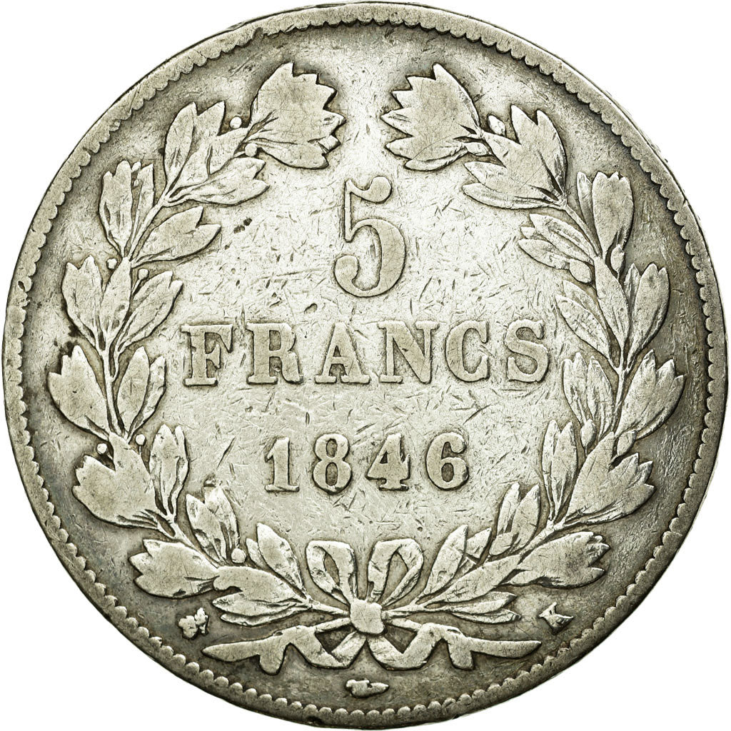 Monnaie, France, Louis-Philippe, 5 Francs, 1846, Bordeaux, TB+, Argent