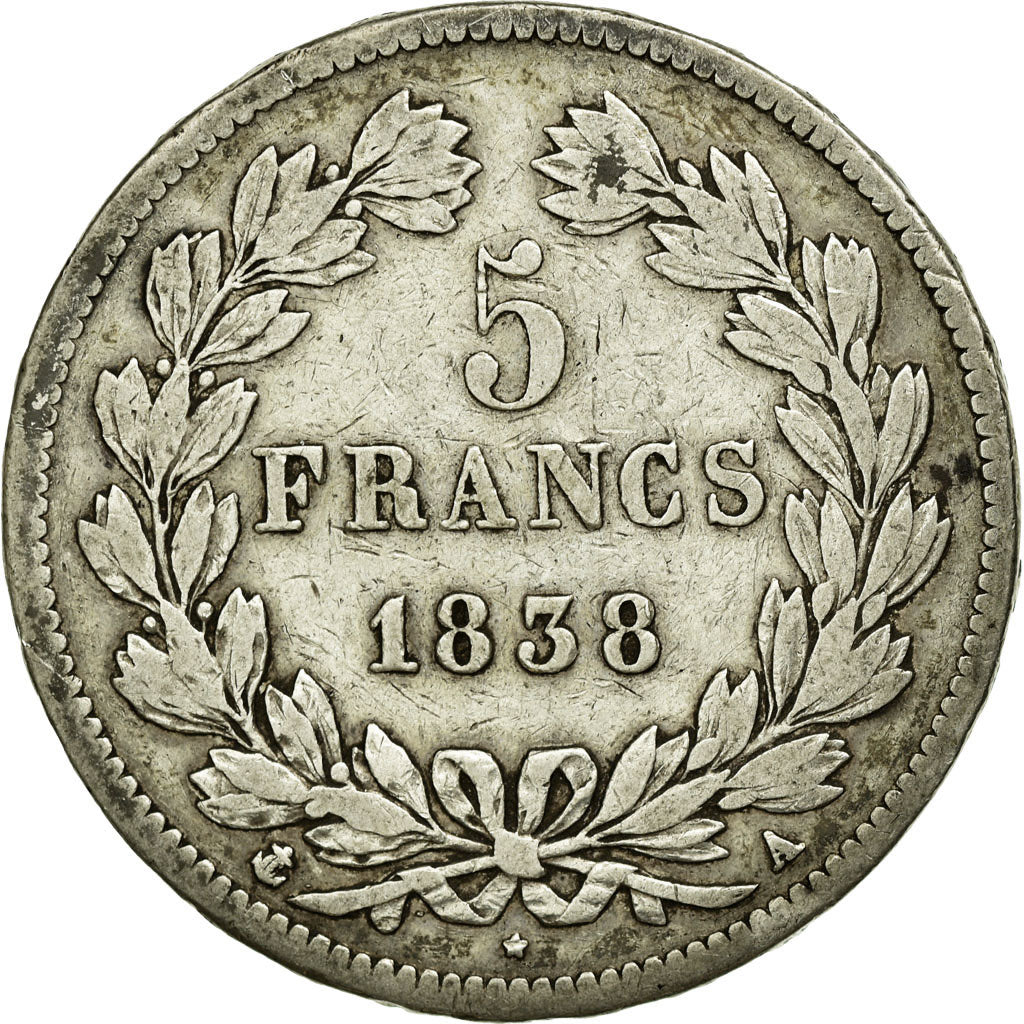 Coin, France, Louis-Philippe, 5 Francs, 1838, Paris, VF(30-35), Silver