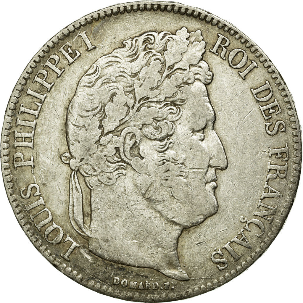 Coin, France, Louis-Philippe, 5 Francs, 1837, Rouen, VF(30-35), Silver