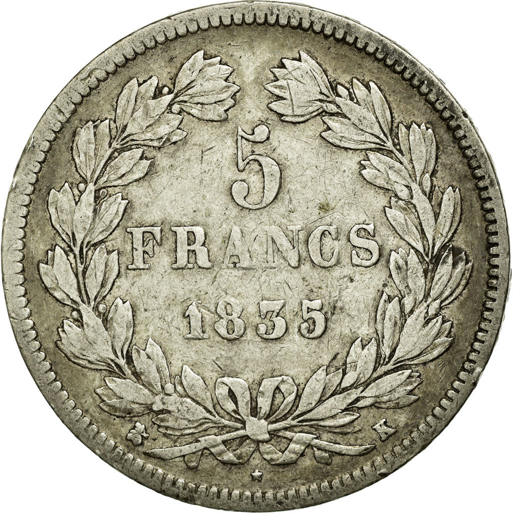 Monnaie, France, Louis-Philippe, 5 Francs, 1835, Bordeaux, TB+, Argent