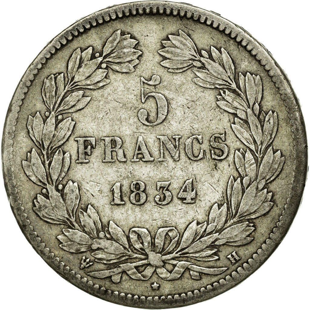 Coin, France, Louis-Philippe, 5 Francs, 1834, La Rochelle, VF(30-35), Silver