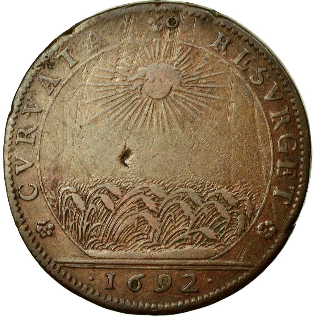 France, Token, Royal, 1692, VF(20-25), Copper, Feuardent:9822