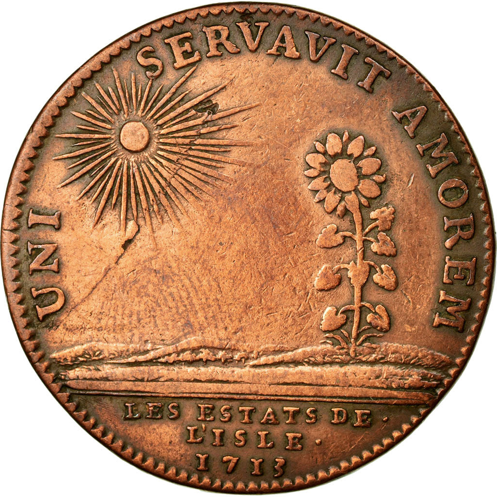 France, Token, Royal, 1713, VF(20-25), Copper, Feuardent:7234