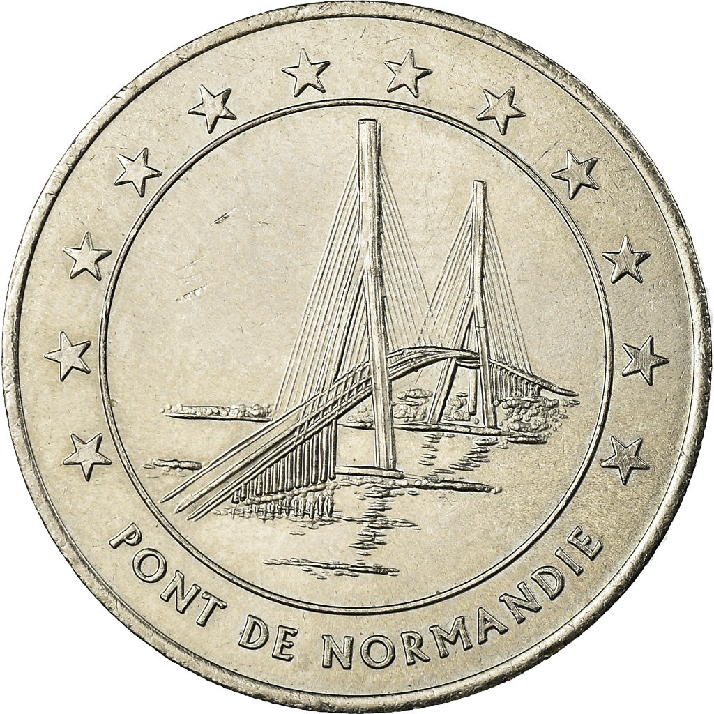 França, Medal, 3 Euro Ville du Havre, Pont de Normandie, 1996, MS(64)