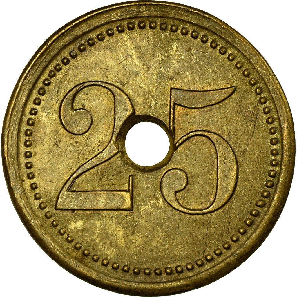 France, Jeton, Nécessité, 25 Centimes, La Gerbe, Le Havre, SUP+, Laiton