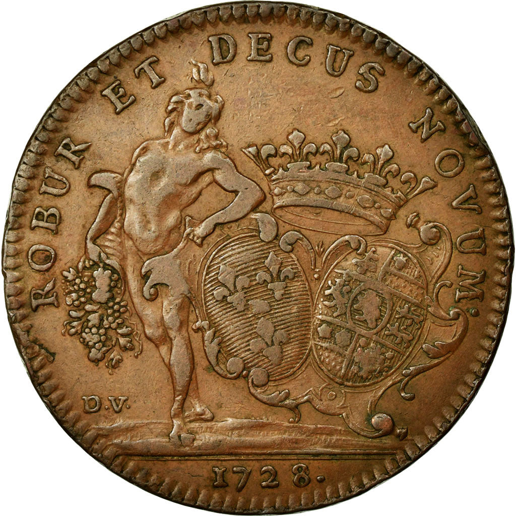 France, Token, Royal, 1728, EF(40-45), Copper, Feuardent:9838