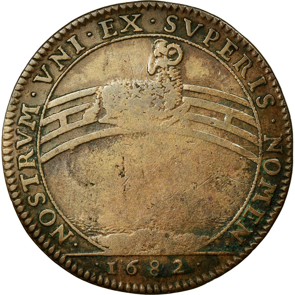 France, Token, Royal, 1682, VF(30-35), Copper, Feuardent:9816