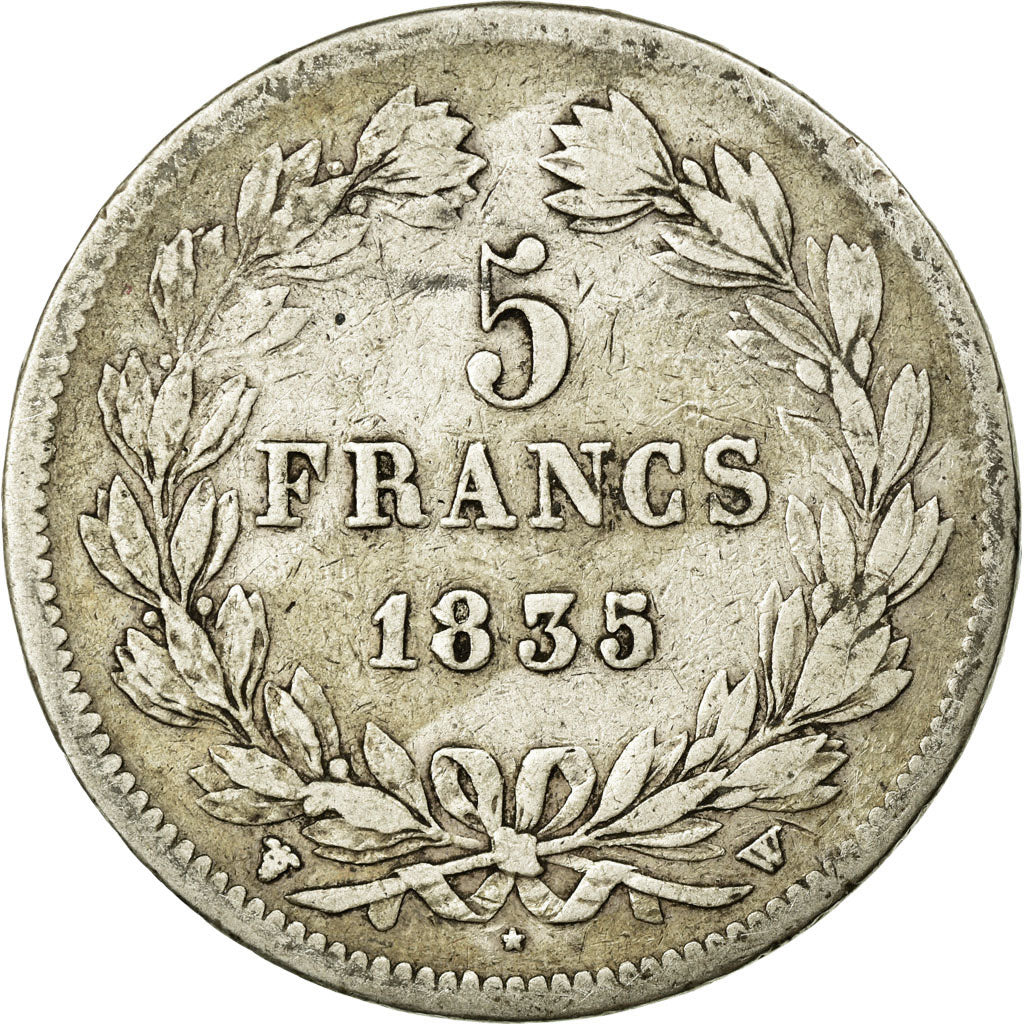 Coin, France, Louis-Philippe, 5 Francs, 1835, Lille, VF(30-35), Silver