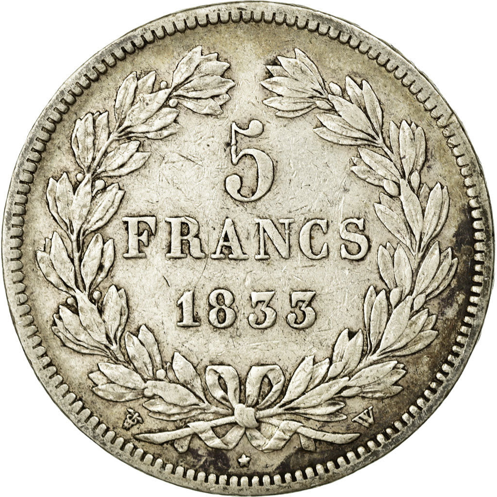 Coin, France, Louis-Philippe, 5 Francs, 1833, Lille, EF(40-45), Silver