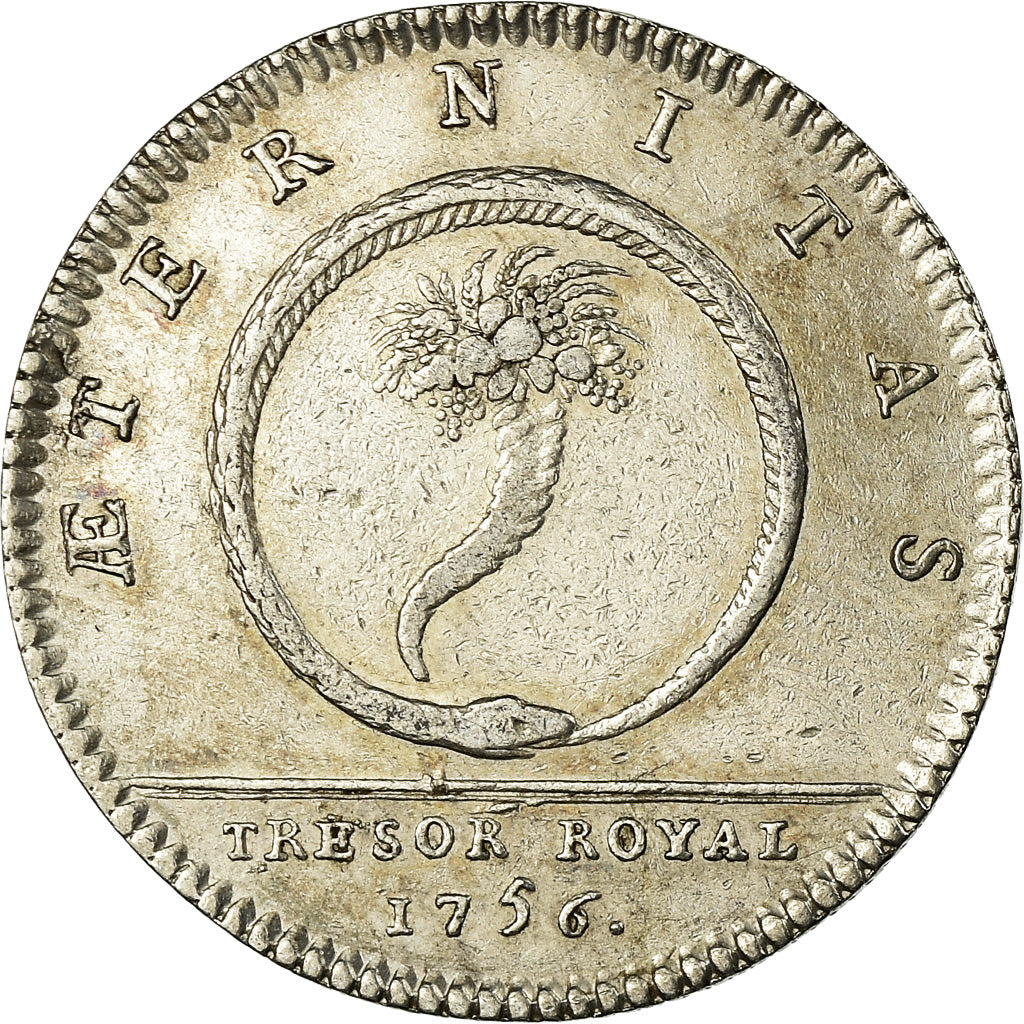 França, Token, Louis XV, Trésor Royal, História, 1756, AU(50-53), Prata