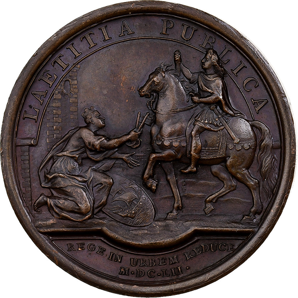France, Médaille, Louis XIV, Retour du Roi à Paris, 1652, Bronze, Mauger